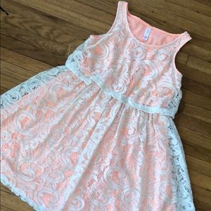 A coral and lace dress